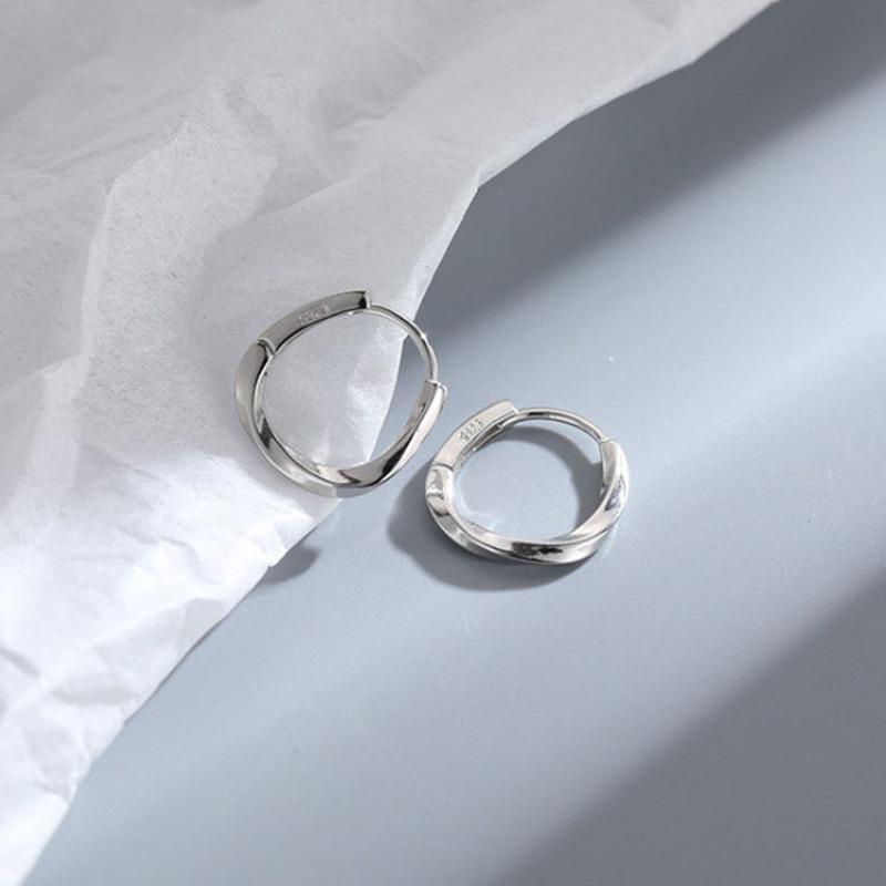 925 Silver Round Hoop Earrings For Women Simple Trendy Circle Jewelry Party Wedding Holiday Gifts