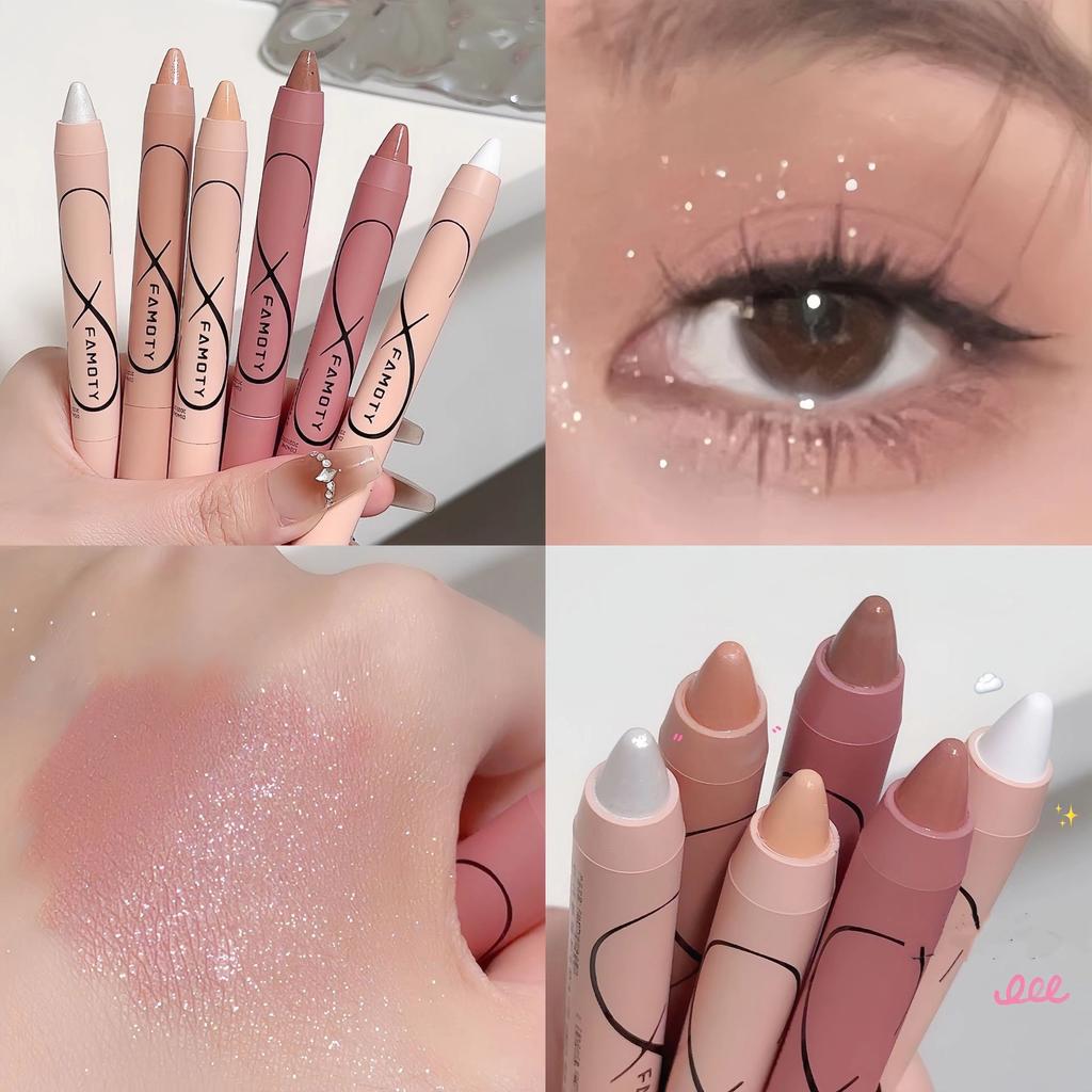 Pärlögonskuggspenna Liggande Silkesmask Highlighterpenna Matt Ögonmakeup Pärlhögblank Uppljusande Glittrig Ögonskuggspenna
