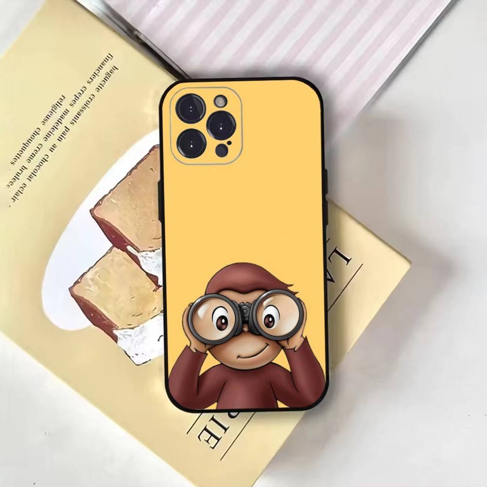 Cute monkey curious george pattern Phone Case For iPhone17,16,15,14,13,12,11 Plus,Pro Max,Soft Black Cover