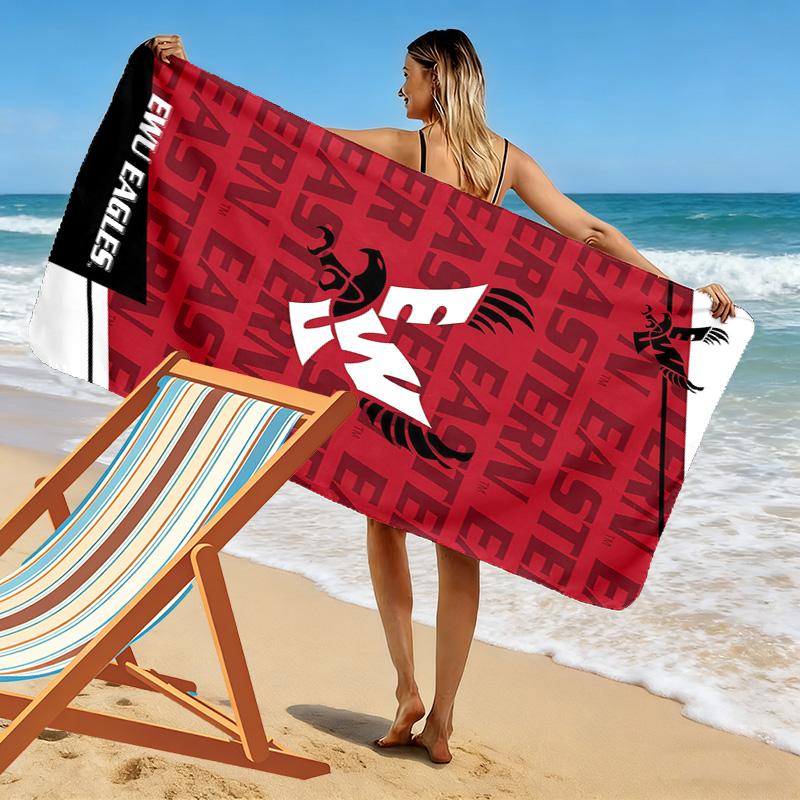 Eastern Washington Eagles Print Beach Towel, Large Soft Quick Dry Towel for Beach Camping Swimming
