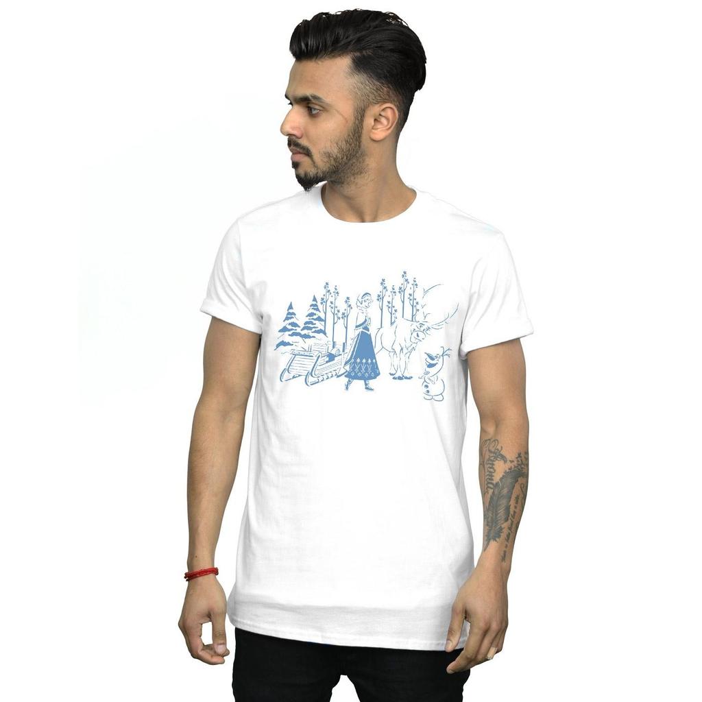 Disney Mens Frozen Anna Sven And Olaf T-Shirt