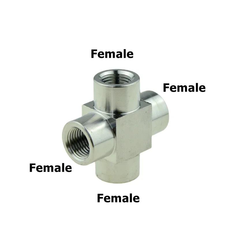 304 Stainless Steel Pipe Fitting Tee Elbow 4 Way 1/8 1/4 3/8 1/2 Female Male Thread High Pressure Air Adapter Coupler Connector