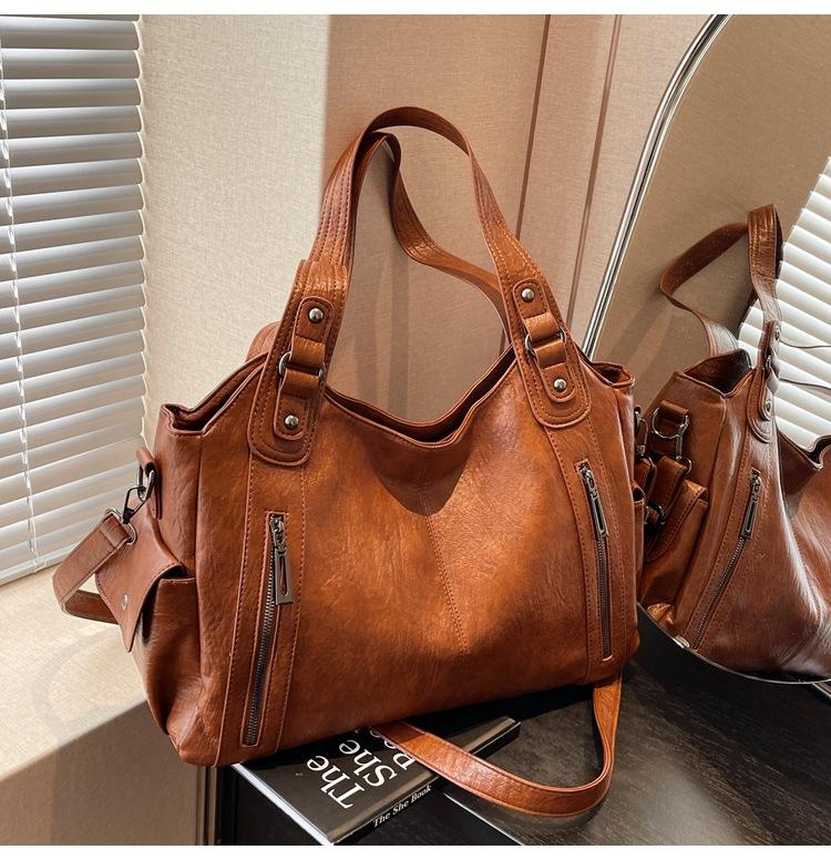 Soft Interior Compartment Shoulder Bags 2026 High Quality Ctrasting Colors Bags for Women Fashi Zipper Pu Women's Handbags