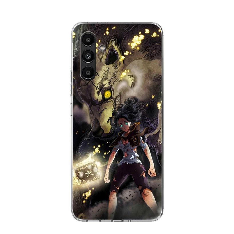 Black C-Clovers Anime Phone Case for Samsung Galaxy A17 A16 A15 A14 A13 A57 A56 A55 A54 A53 A37 A36 A35 A34 A33 A26 A25 A24 A23