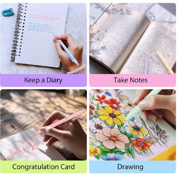 FIOVER Colorful Gel Pens - 6Pcs 0.7mm Multi-Colored Pens, Smooth Writing Coloring Journaling Supplies for Note Taking, Cute Aesthetic Office School