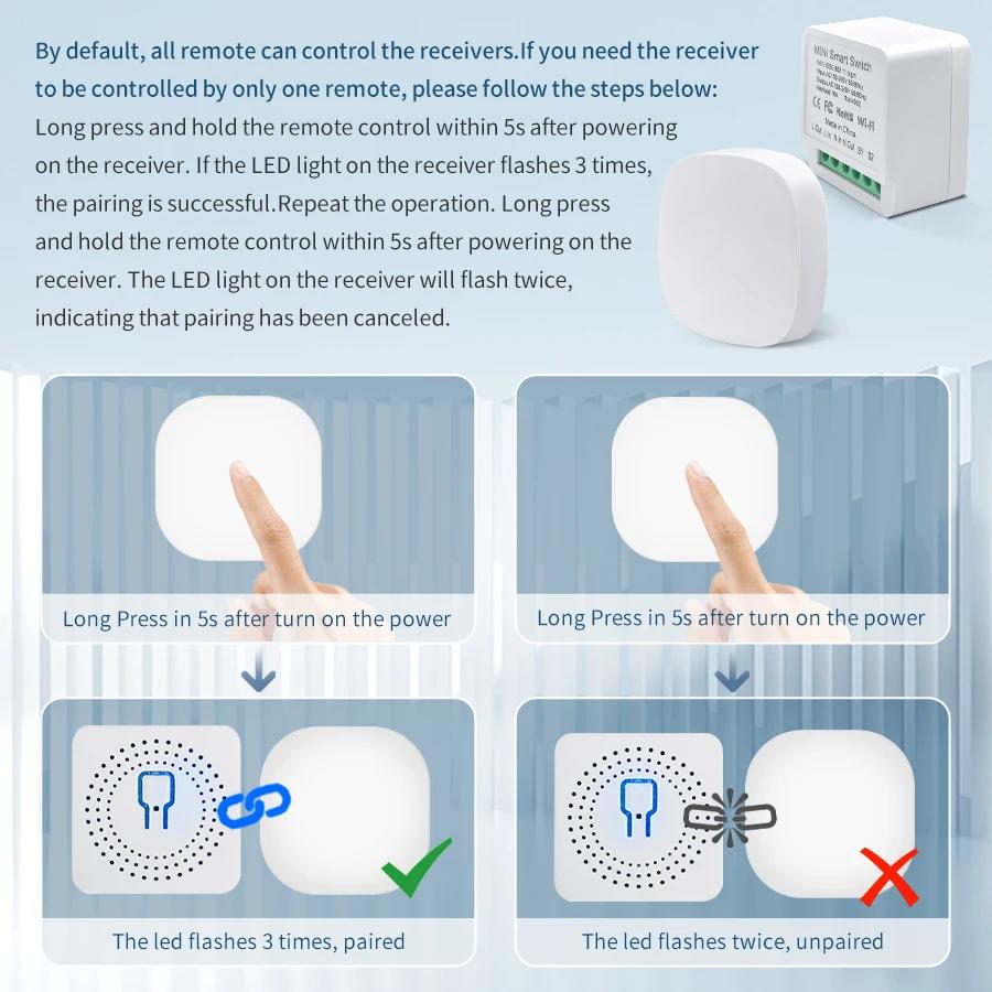 Wifi Smart Switch Module DIY Relay Breaker RF 2.4G ON OFF Button Cozylife App Remote Control Works with Alexa Google Home Alice