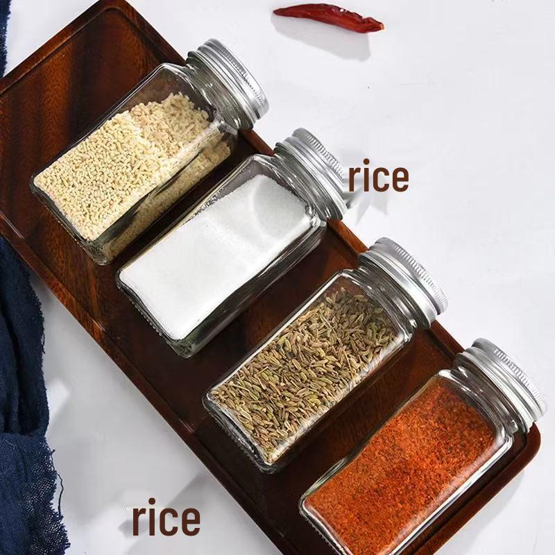 Glass Square Seasoning Bottle - Sealed Jar for Barbecue, Pepper, and Salt Dispenser.
