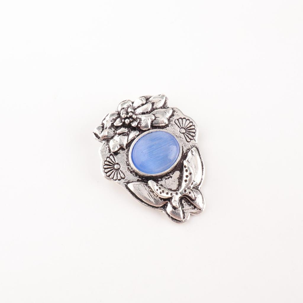 Dark Blue Cat's Eye Gemstone 925 Stamped Silver Jewelry Handmade Stylish Pendant CP-6-48