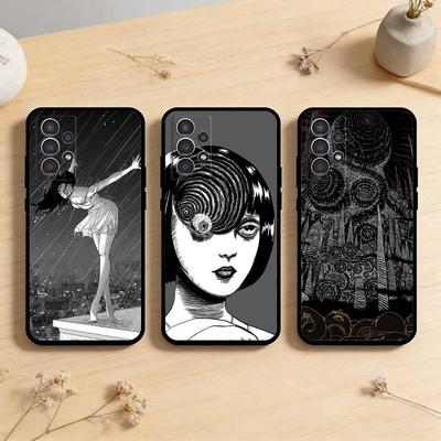 AAA Junji Ito Comics Plating   Phone Case For Samsung Galaxy A73,A72,A71,A70,A53,A52,A51,Others Soft Black Cover