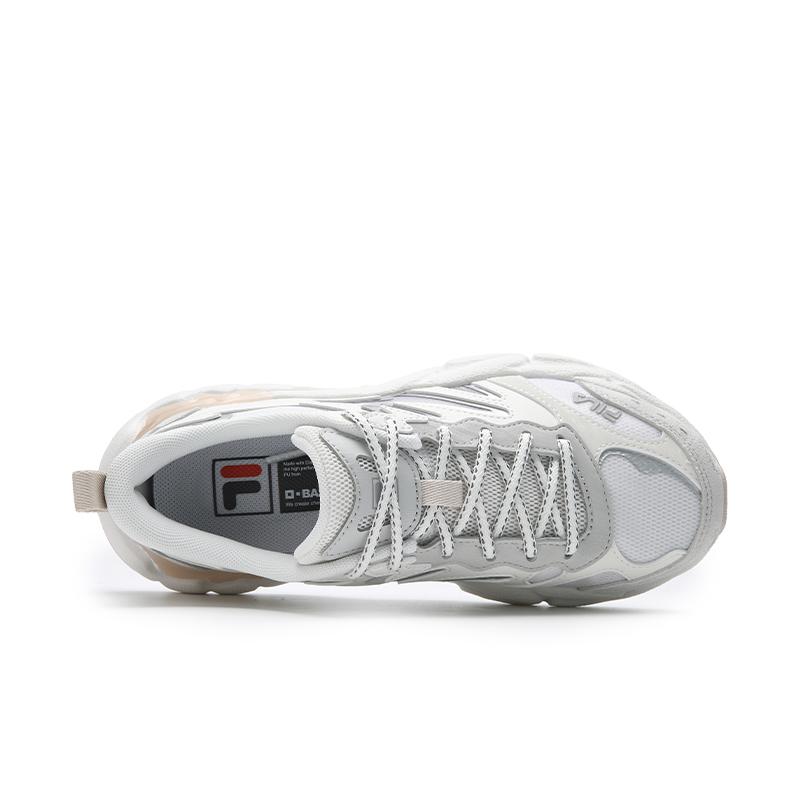 FILA FERN Cushioning Abrasion Resistant Breathable Lightweight Low top Chunky Sneakers Women's White/Mushroom Gray F12W622112FBO