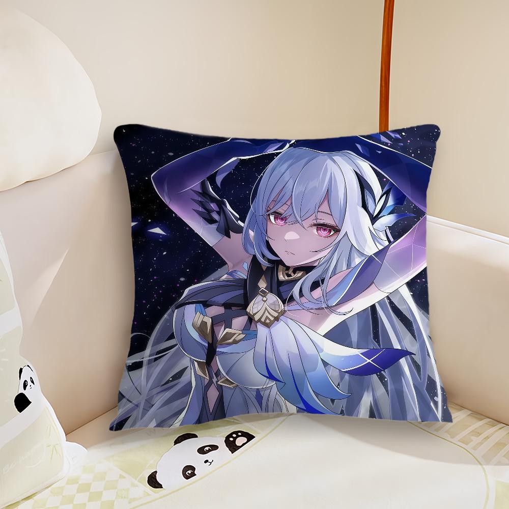 Game Genshin Impact Skirk Cushion Cover Pillow Case Plush Fabric Soft Double Sided Print Sofa Cushion Cover Throw Pillow Covers