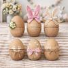 Unfinished Carved Wooden Eggshells Multi-Purpose Egg-shaped Storage Box  Display Items