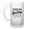 Chope à bière - PLANETEE - J’peux pas j’ai Bowling (minimaliste) - Verre trempé givré - 470 ml - Imprimée en Bretagne