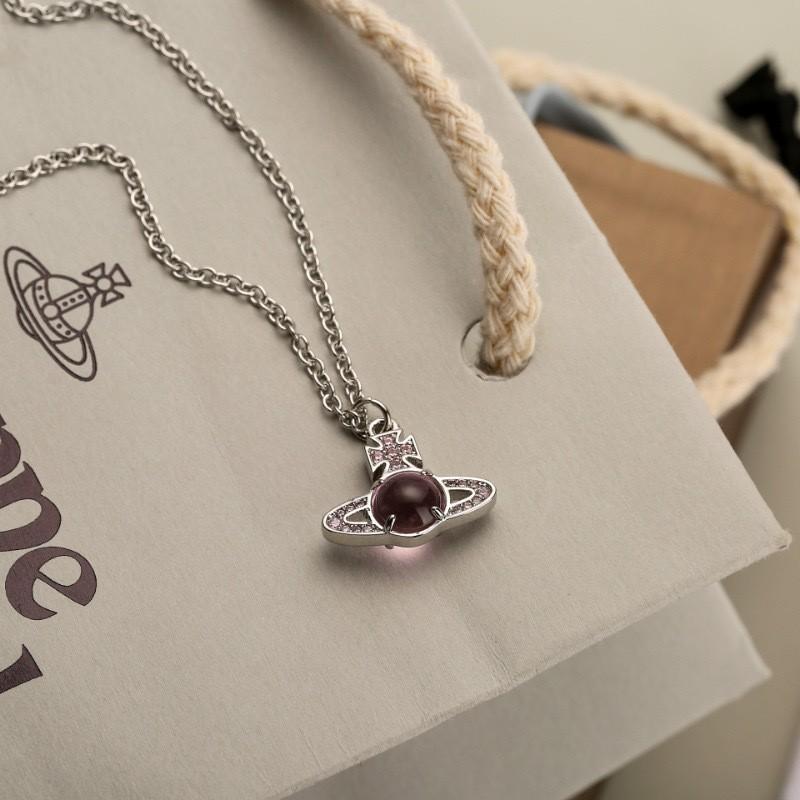 Modern Womens Titanium Steel Necklace With Saturn Charm And Microinlay For Daily Wear