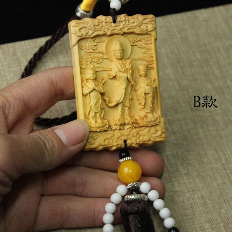 Wood Carving Guanyin, God of Wealth  Sculptures and Figurines High-quality Portable Home Room Office Wealth Luck Feng Shui Decor