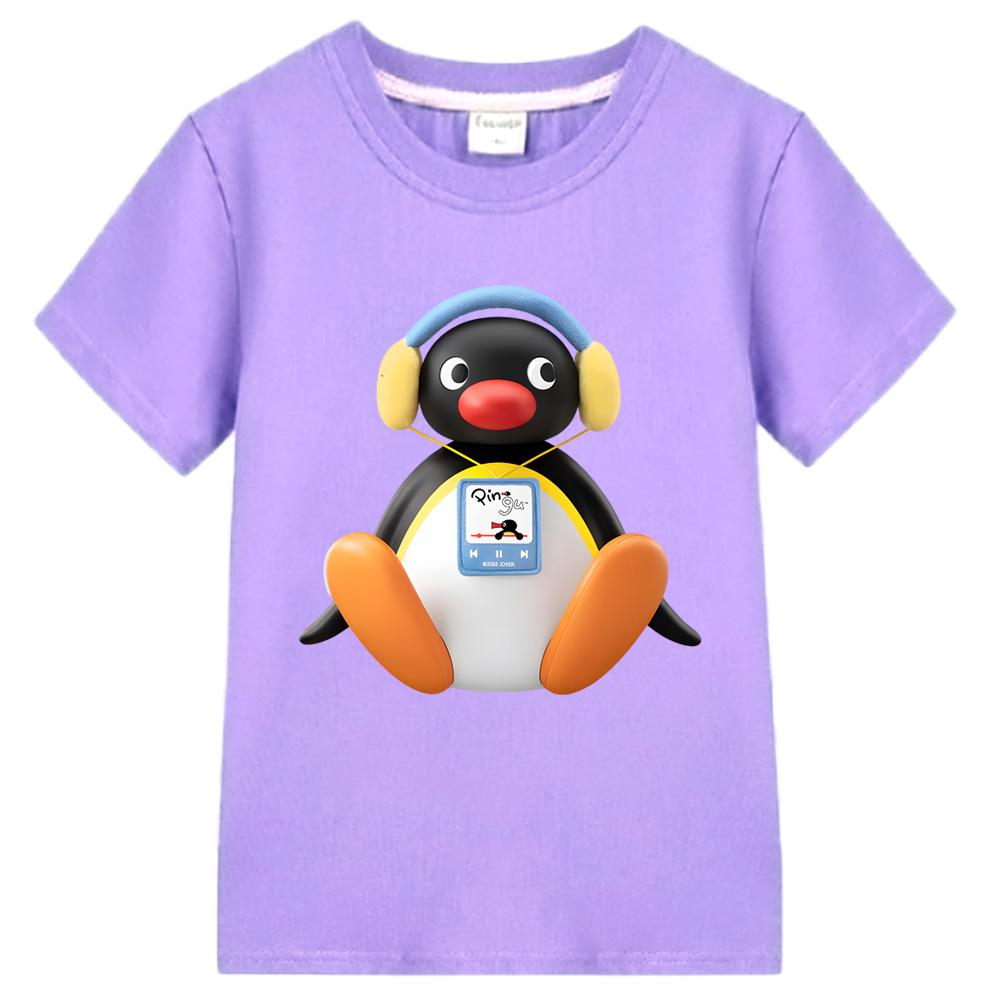 Pingu T-shirt Kawaii Boys Girls Kids Clothing Short Sleeves Sports Fashion Streetwear Manga/Comic Tees