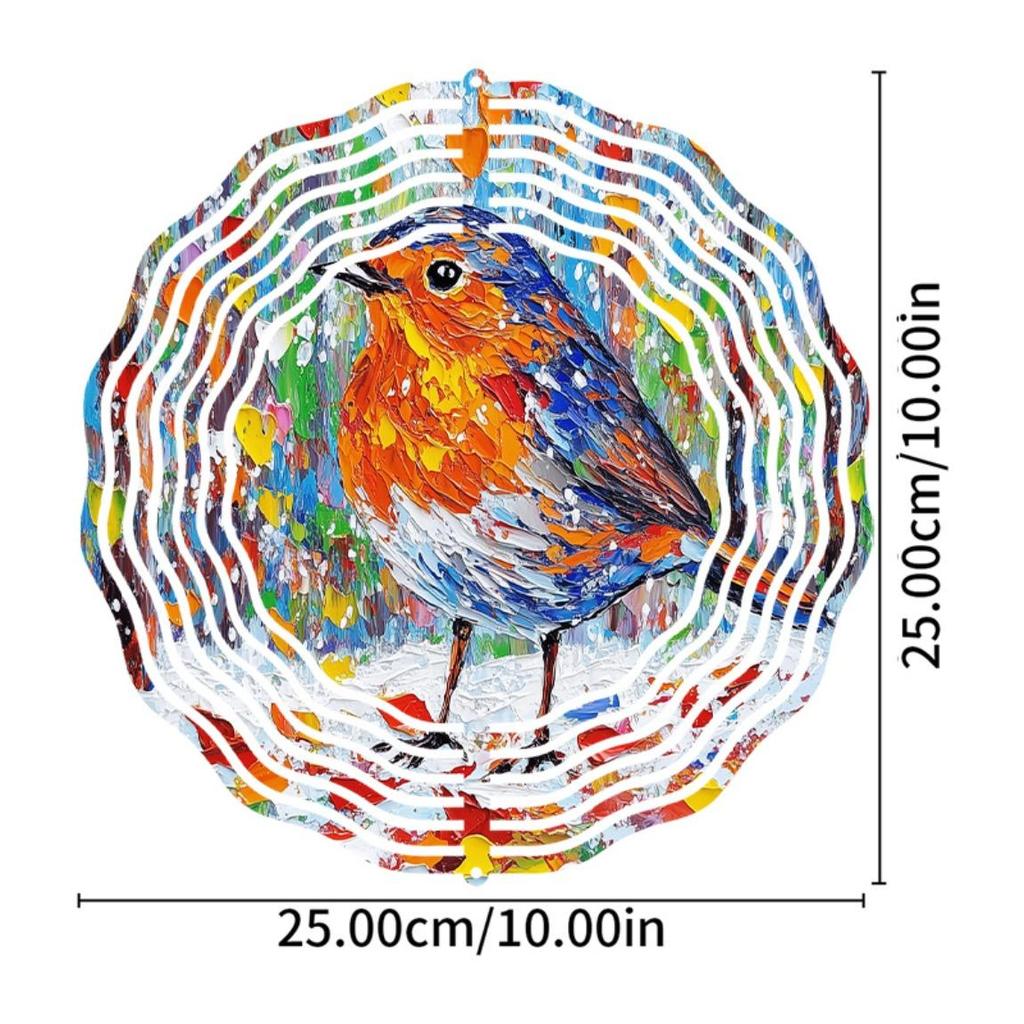 Vibrant 3D Metal Wind Chime - Hand-Painted Colorful Kinetic Bird Sculpture for Garden & Patio Decor (10-Inch) - Weather-Resistant Outdoor