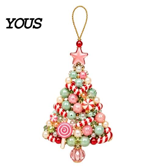 Seasonal Trinket Assembly Kits DIY Christmas Tree Beaded Ornament Kit, 3D Bead Craft Set, Handcrafted Ornaments Making Beginner Friendly with
