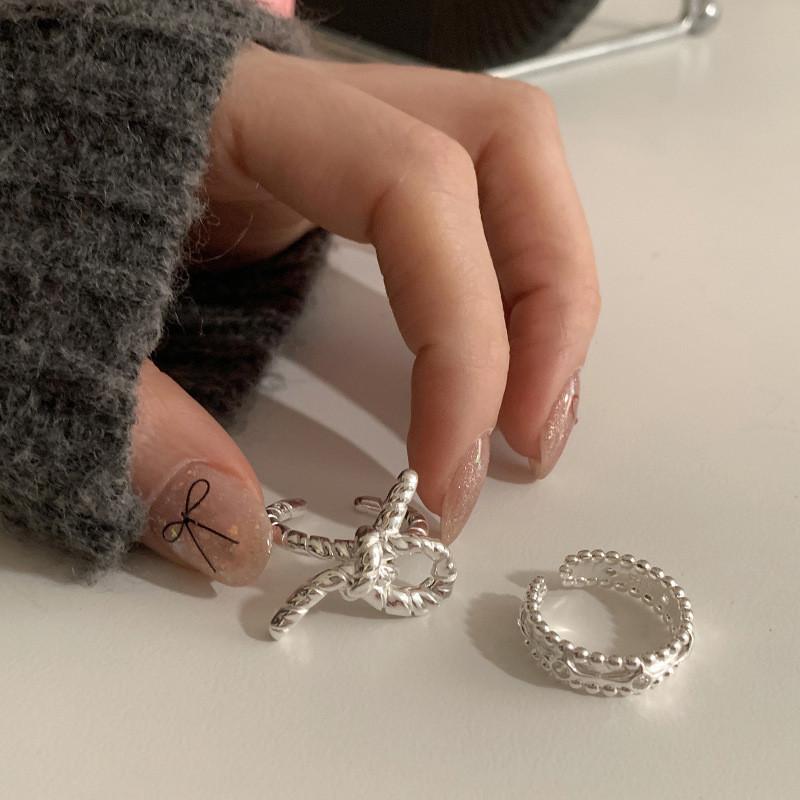 Bowknot Korean Contemporary Ring For Women Adjustable Copper Fashion Jewelry Statement