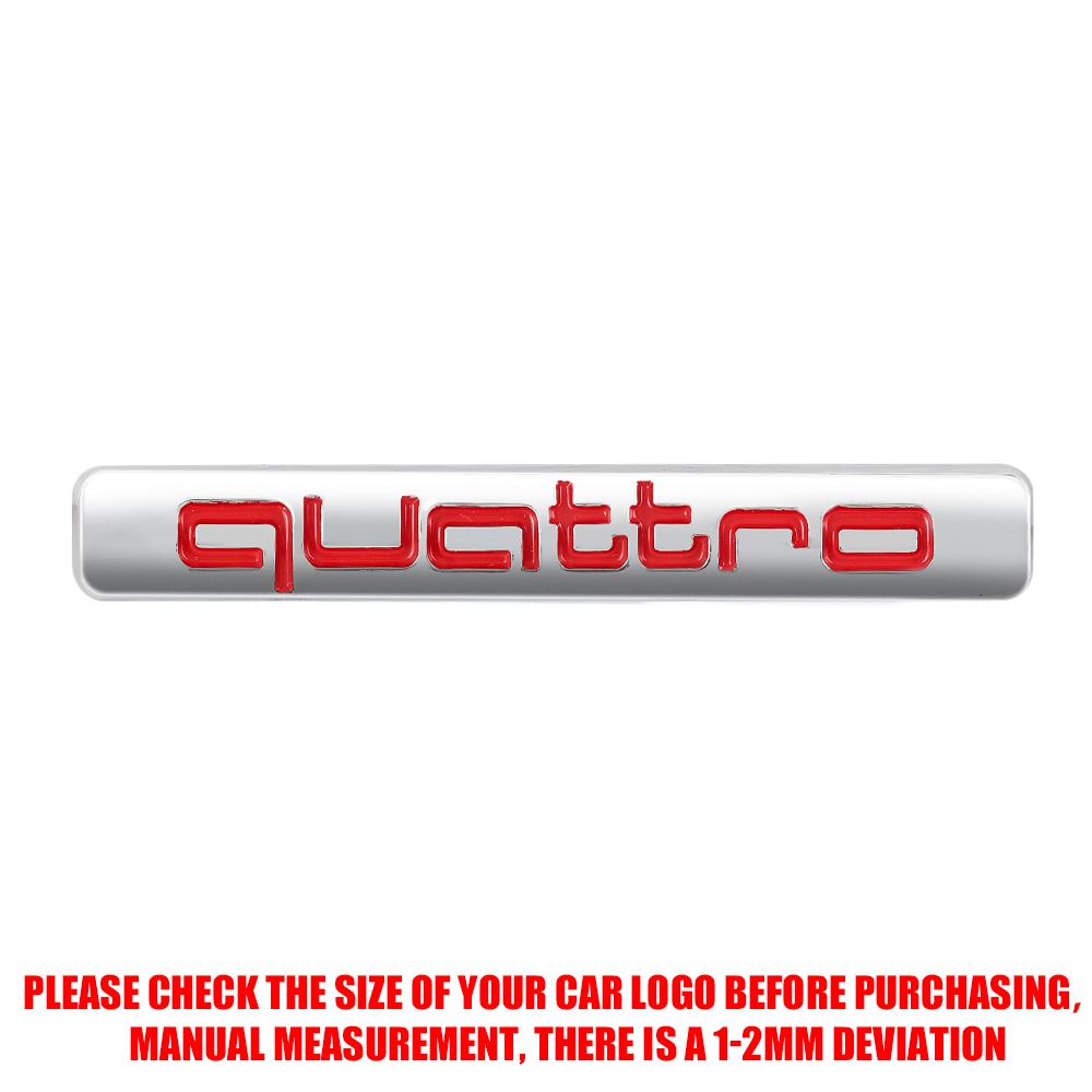 3D Metal Quattro Logo Car Front Grille Emblem Auto Body Trunk Badge Sticker For 117a A1 A3 A4 B8 A5 A6 A7 Q3 Q5 Q7 Accessoriesa117