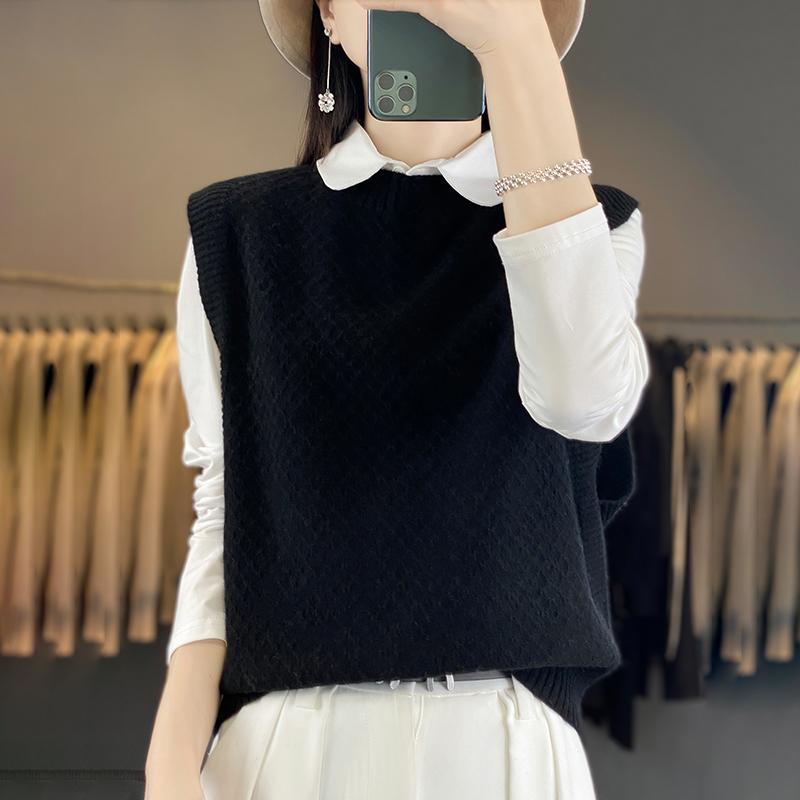Women's Cashmere Vest Qinghe Cashmere 30% Cashmere 70% Wool Women's Autumn and Winter Cashmere Vest Soft and Warm
