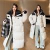 Nueva chaqueta de invierno de algodón con contraste de color para mujer, chaqueta de algodón holgada de estilo coreano gruesa de longitud media