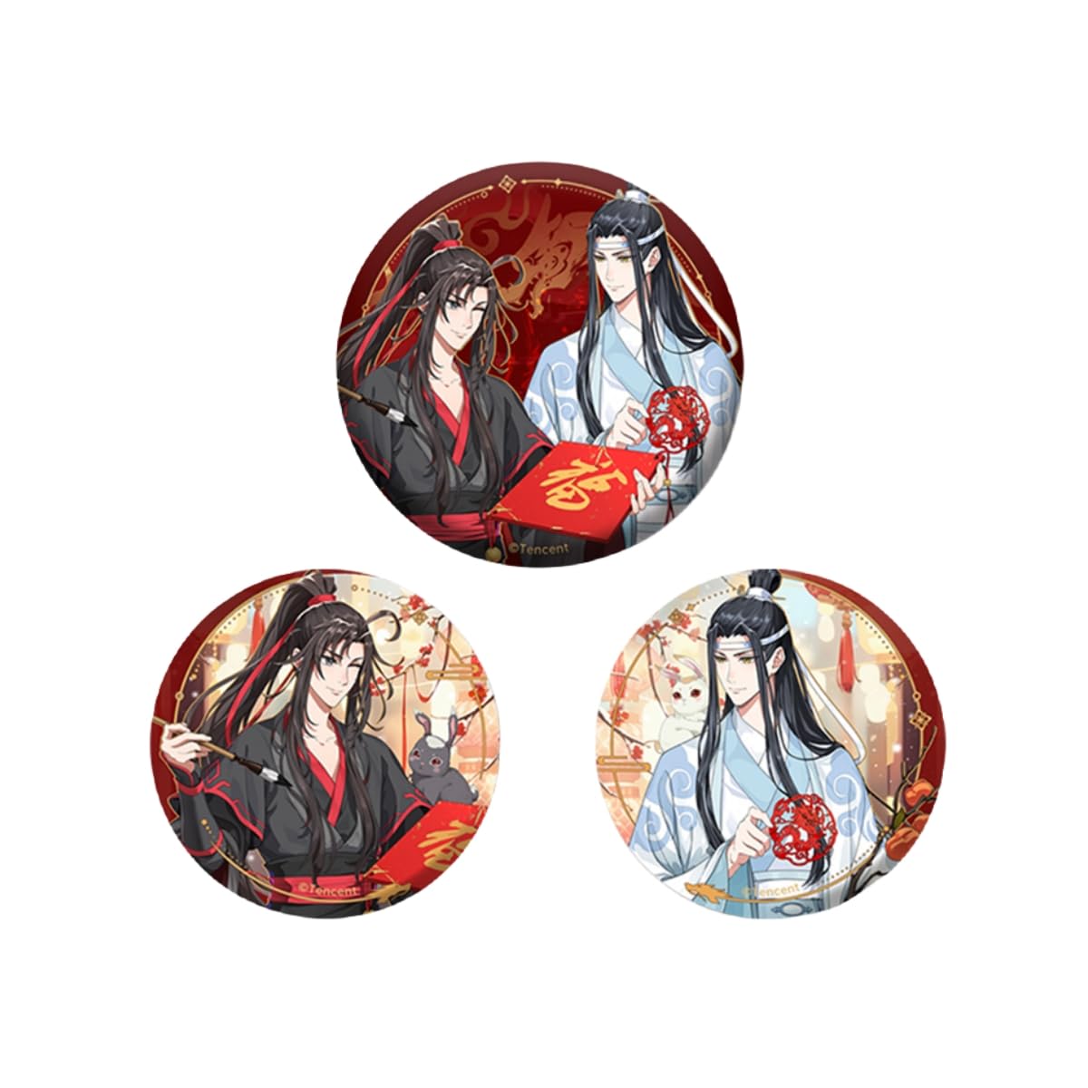 

Мастер Чэнь Юэ Цзин Фу Серия Набор значков с персонажами из 3 штук Вэй Усянь Лань Ванцзи Официальный аниме-мерч «Дьяволизм» и Вер.