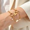 Wind 18K Gold Stainless Steel Small Square Chain Heart-Shaped Zircon Bubble Bracelet Female Br-2167