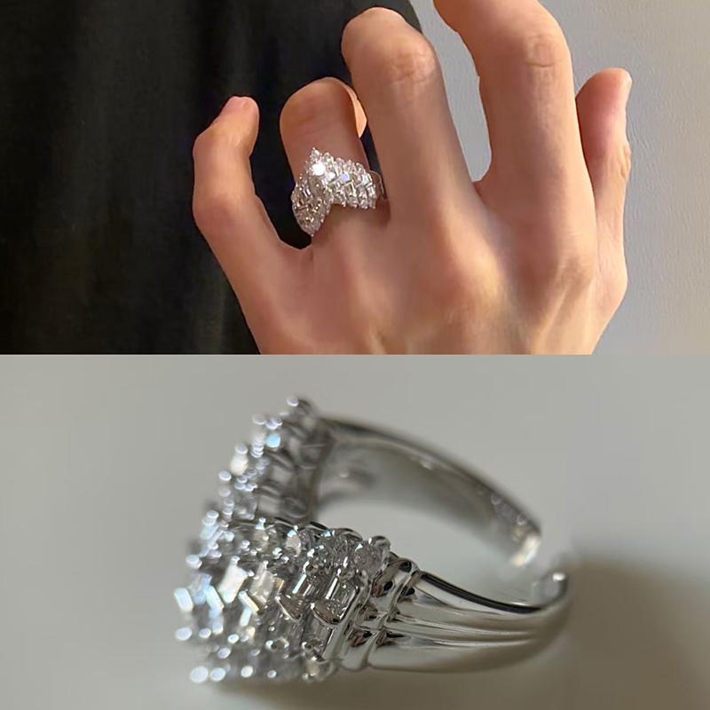 Dainty Vintage Heart Rings For Women Diamond Ring Aesthetic Wedding Bands Jewelry Gift