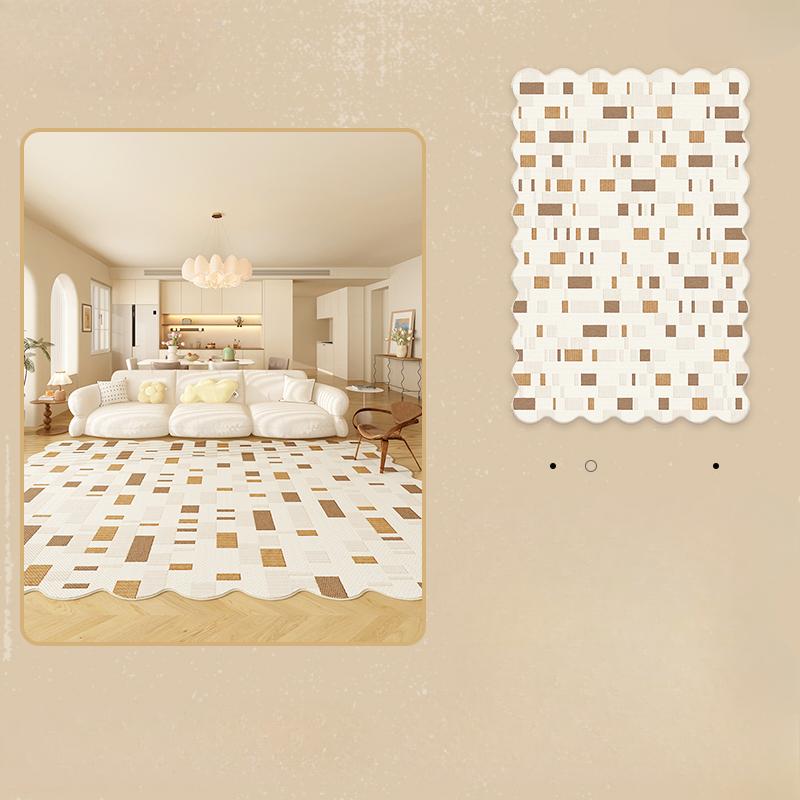 Irregular Shapes Carpets for Living Room Thick Anti-slip Lounge Mat Fluffy Soft Study Rug Cream Style Bedroom Decor Plush Carpet