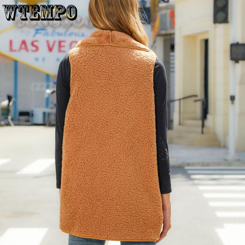 Autumn and Winter Women's Plush Splicing Cardigan Sleeveless Jacket Medium-length Vest