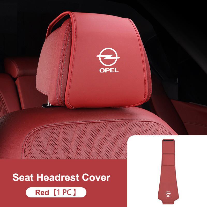 

Leather Car Seat Headrest Protective Cover Accessories For Opel Astra J K OPC Corsa Vectra D Zafira B Insignia Mokka Vivaro червоний