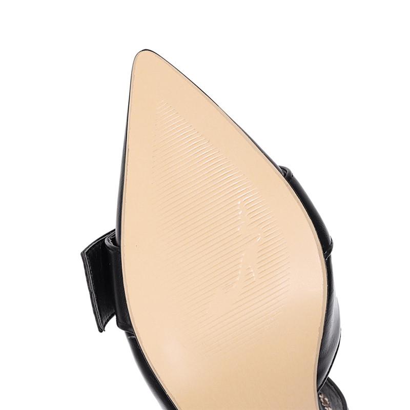 Damen Pantoletten mit hohen Absätzen Sommer neu Europäischer und amerikanischer Stil sexy klein spitz dünner Absatz große Größe Mules