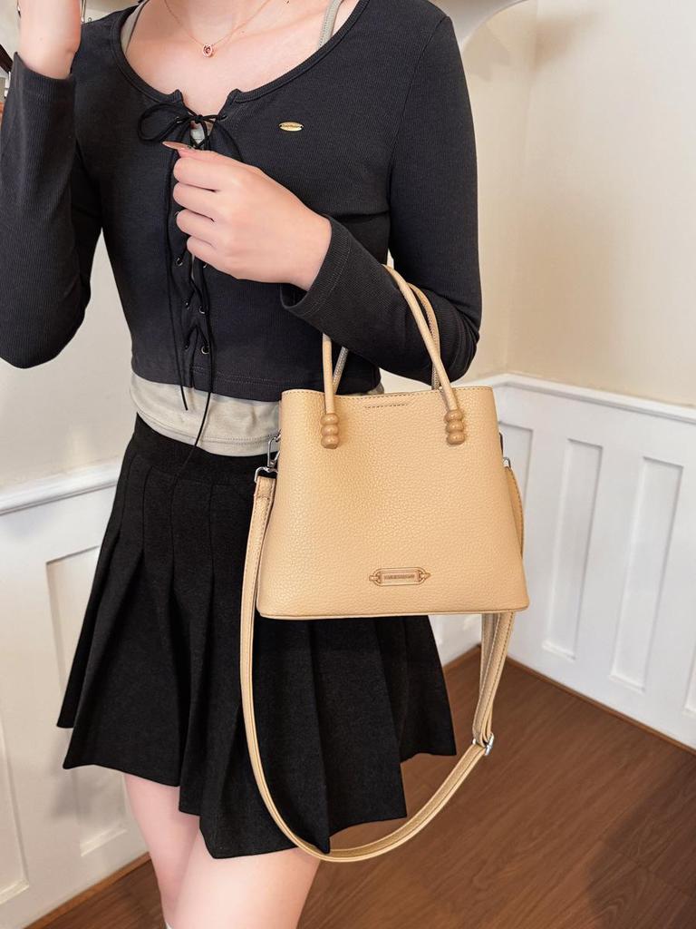 Trendy Large-Capacity Women's Handbag - 2026 Summer Fashion with Lychee Texture, Shoulder & Crossbody Style