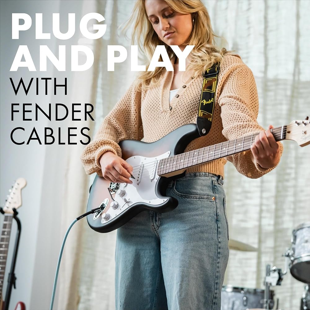 Fender Professional Series Tweed Instrument Cable, Straight/Straight, Daphne Blue, 18ft, 0990815204
