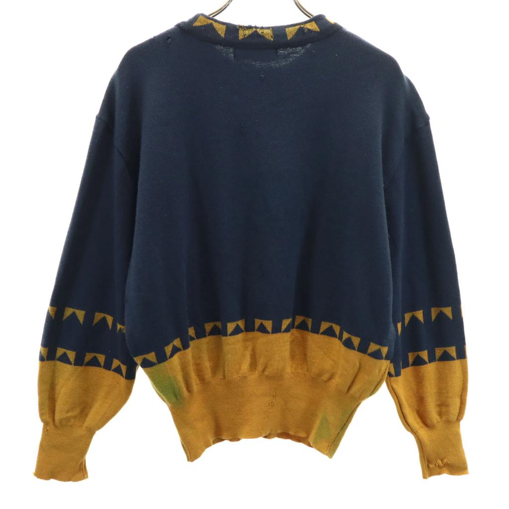 Balenciaga 90s 100% Wool, Old Long Sleeve Sweater M Navy System Knit Men's Used