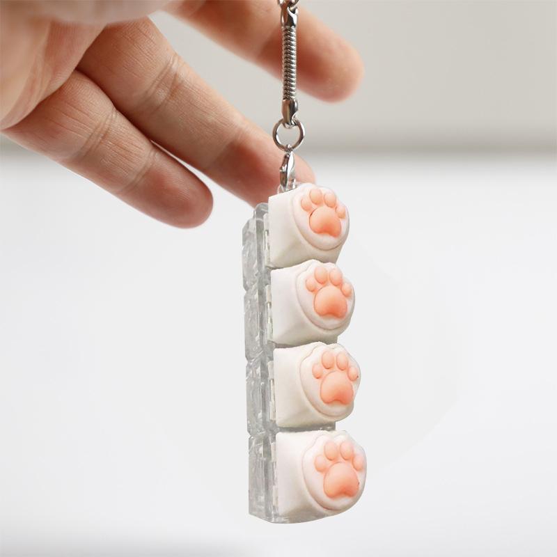 Led Silicone Plush Cat Claws Keychain Key Ring Pendant Mobile Phone Backpack Pendant Desktop Accessories Relaxation Press Tool