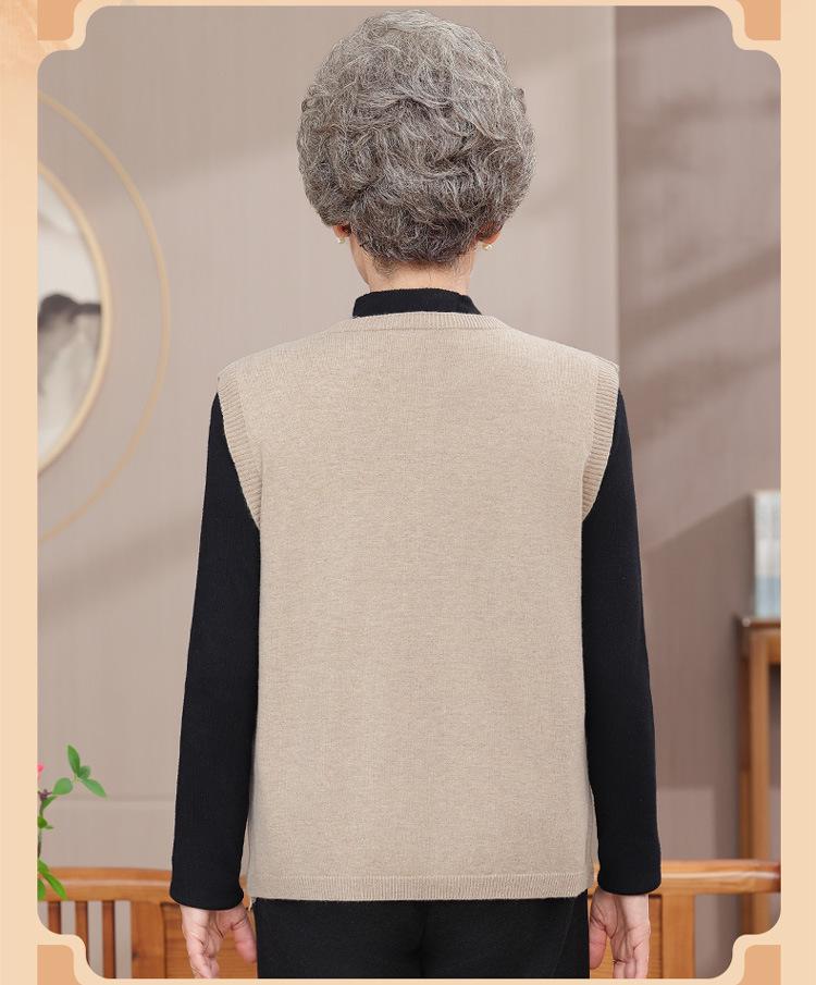Mom's Lightweight Spring and Autumn Cardigan Vest for Elderly Women