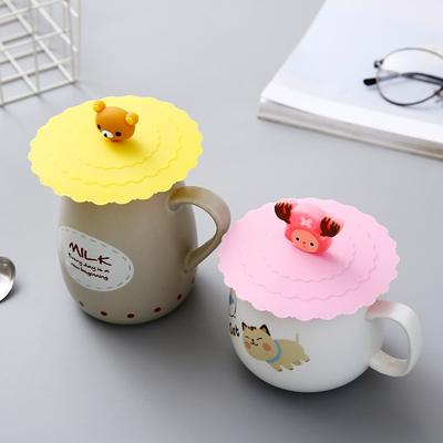 10cm Cute Silicone Cup Cover Elastic Lid Mug Lids Dustproof Leak-proof Cup Lid Round Ceramic Glass Tea Cup Lid Tea Cup Universal