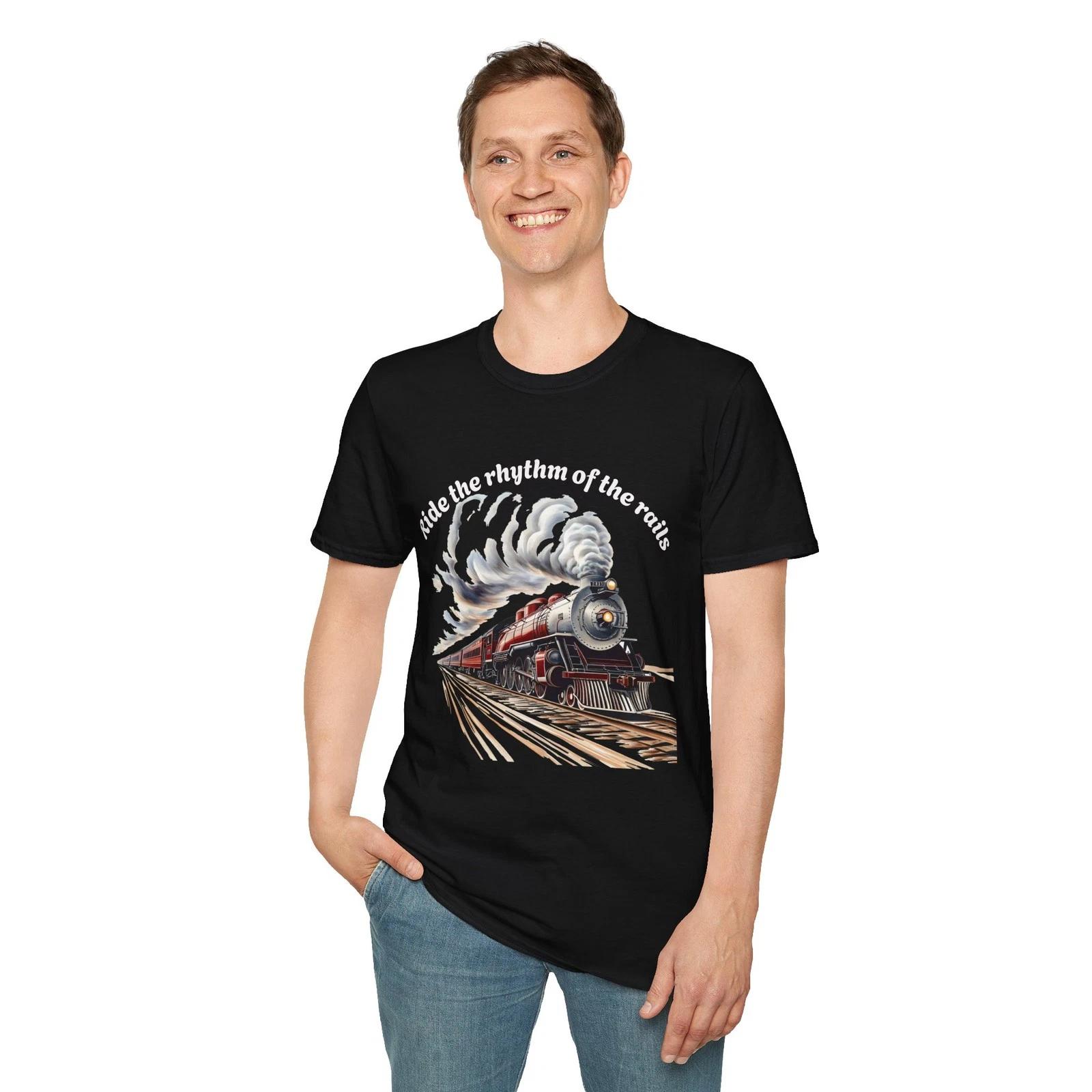 Ride the rhythm of the rails Steam Engine Train T-Shirt, Gift Old Locomotive 4XL