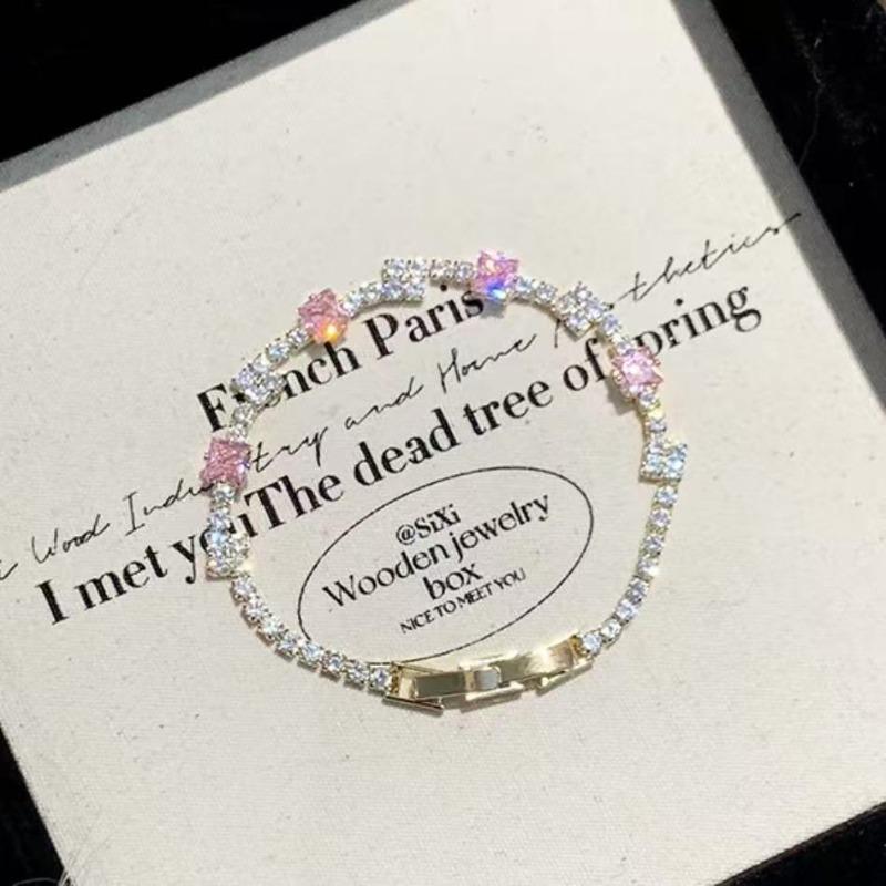 Zircon rhombus flower hollow adjustable bracelet Korean niche exquisite bracelet temperament versatile fashion jewelry women