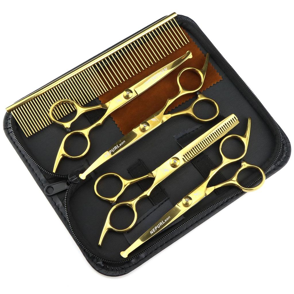 6.0 Inch Baby Head Height Screws 4 Packs, High-End Pet Beauty Scissors Curved And Straight Scissors Set