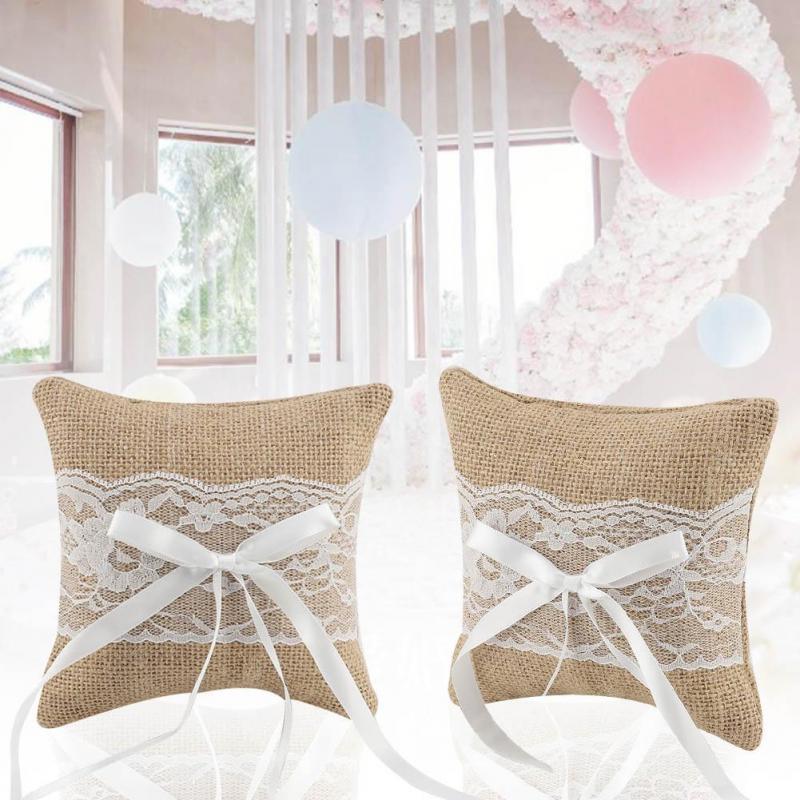 Elegant Floral Lace Ring Cushion Bridal Wedding Ceremony Pocket Bearer Pillow Cushion with Ribbon 3 Style Optional Color : 1