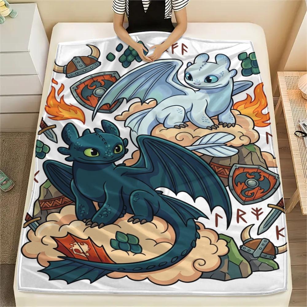 

1Pc How to Train Dragon Print Flannel Blanket, High quality Comfortable for All Seasons, Home Decor, Warmth and Comfort, Perfect for Christmas Gifts 80cm x 120cm