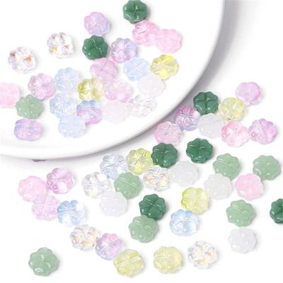 20pcs Glass Four Leaf Flower Beads for DIY Bracelet Necklace Jewelry Making