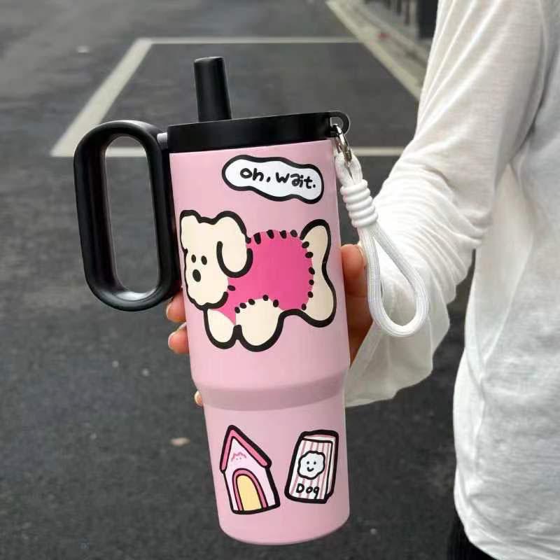 Twilight Ice Shield Insulated Cup, Large Capacity Stainless Steel Water Bottle for Men and Women, Customizable Design.