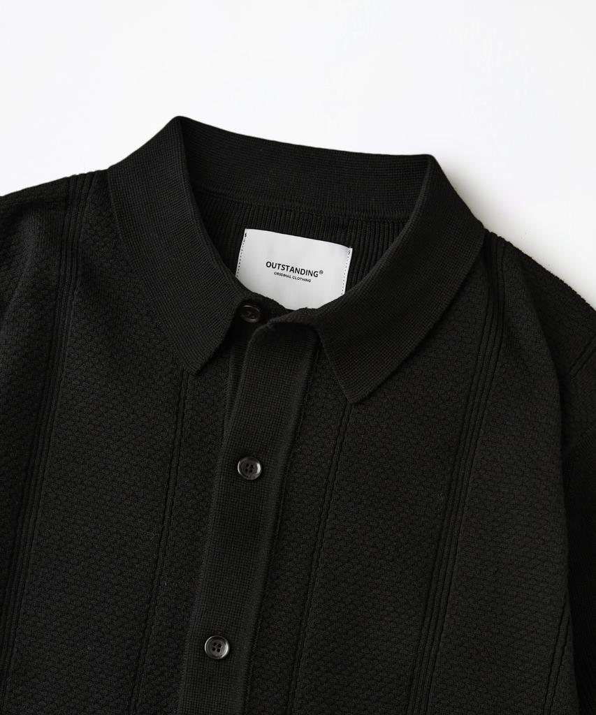 OUTSTANDING Ls Stripe Collar Knit Cardigan_Black