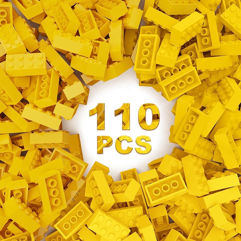 Classic Building Bricks 2x4, Compatible with Lego Parts and Pieces 3001, 110 Piece Bulk Building Block, Creative Building Block for Age 6+ Boys Girls жёлтый