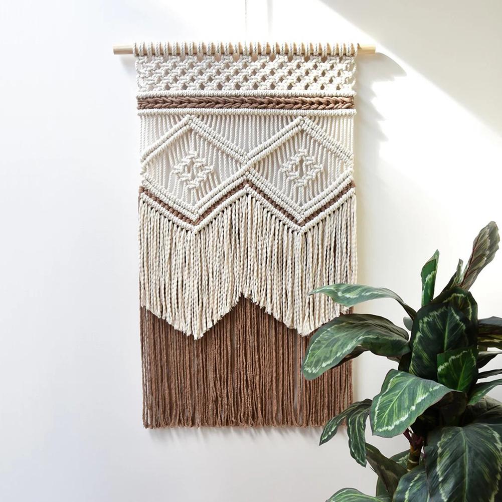 Bohemian Wandbehang Wandteppich Makramee Wanddeko Traumfänger Handgefertigte Handarbeit Für Schlafzimmer Wohnzimmer Dekor D40 x 70cm