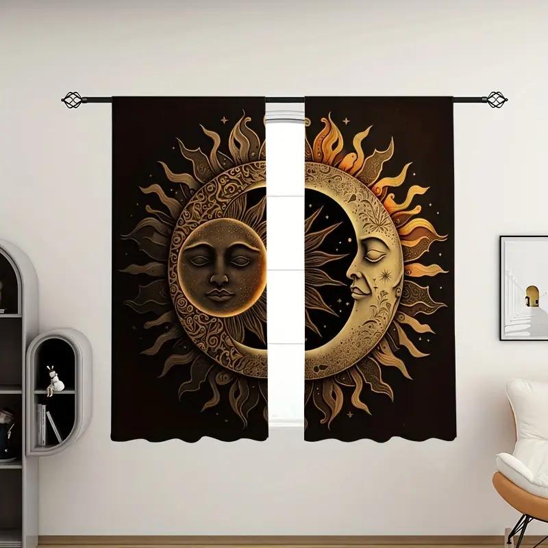 2-Panel 3D Printed Thermal Curtains for Bedroom & Living Room - Noise Reducing, Light Filtering with Rod Pocket Design